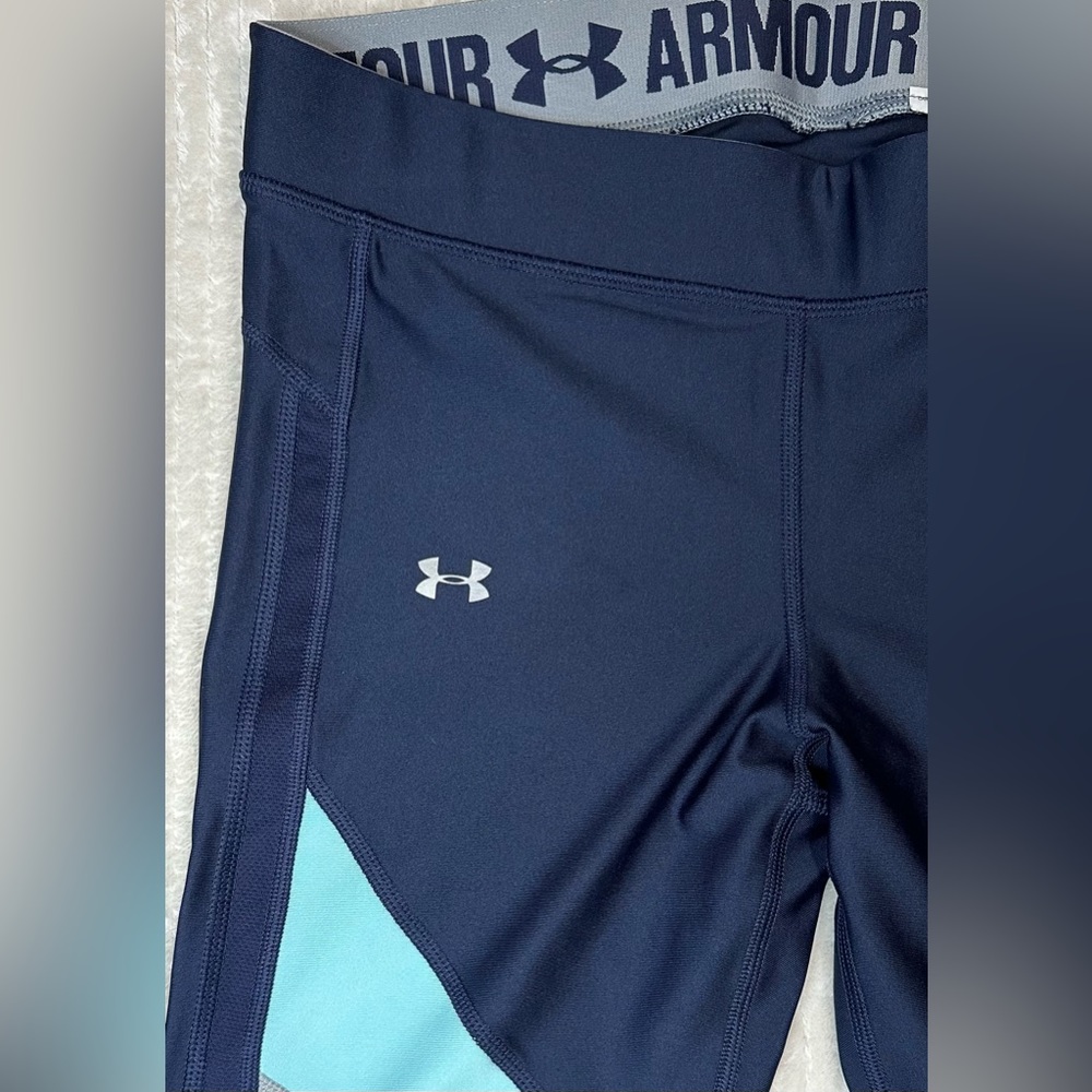 Under Armour Compression Heatgear Leggings Cropped Color Block Women Size Large - Picture 3 of 6